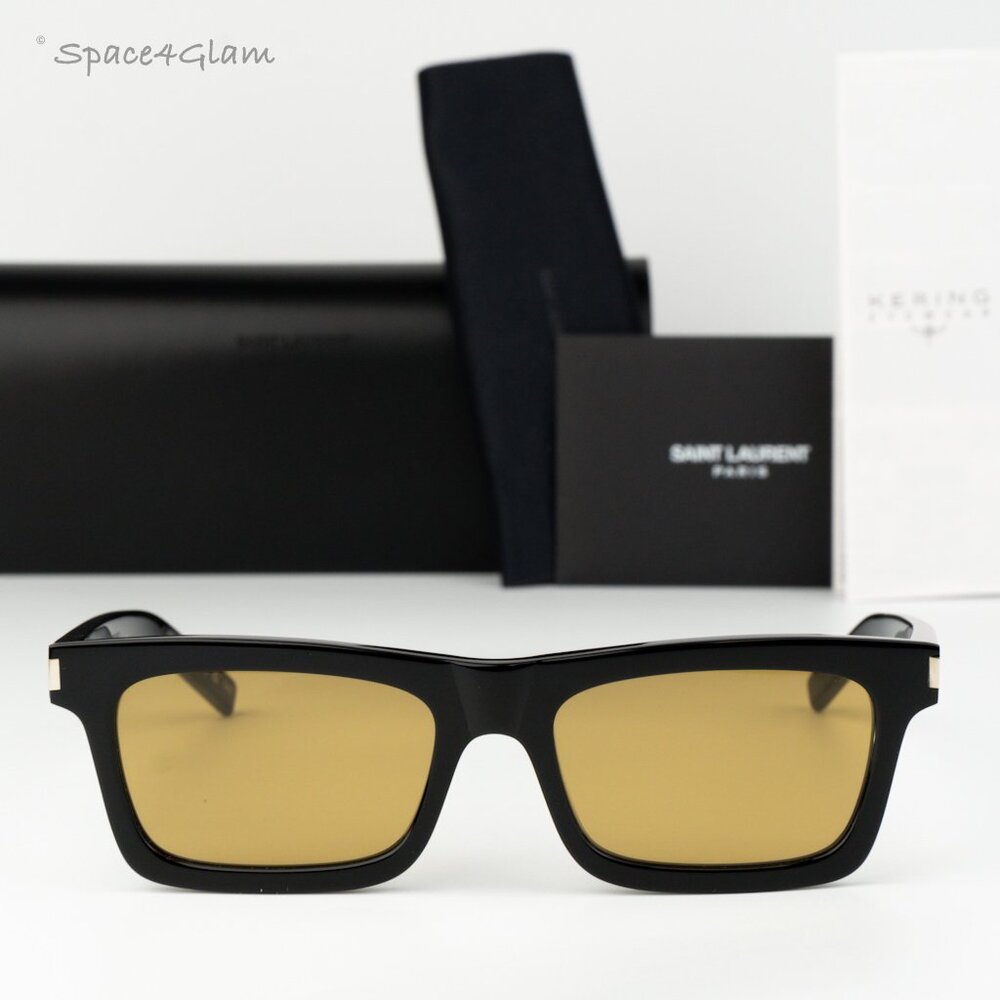 Saint Laurent Men Sunglasses Black Yellow Rectangle SL461 BETTY 008 BRAND NEW